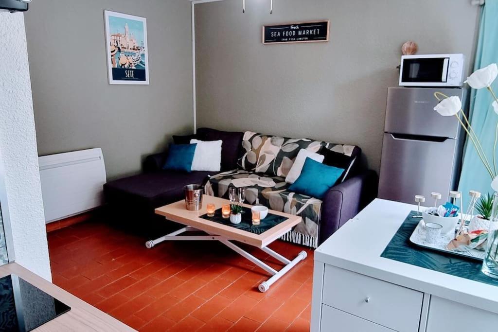 Le Marine Rez De Jardin Direct Plage Parking Prive Climatise Sète Buitenkant foto